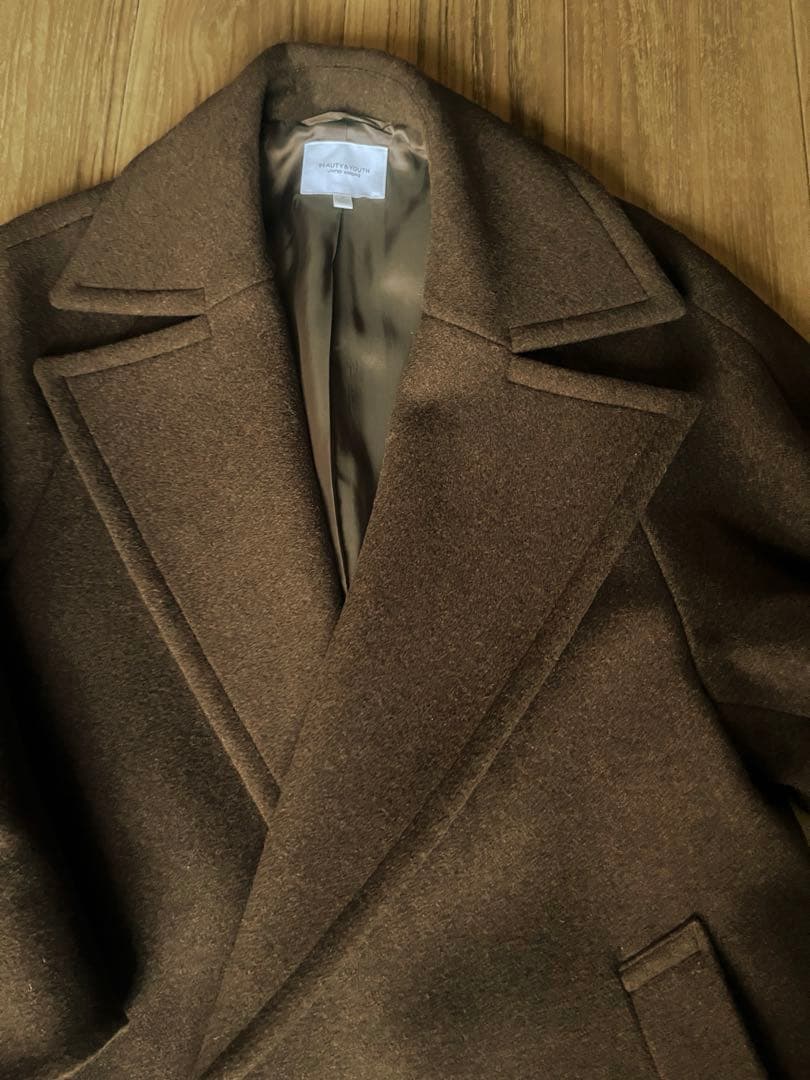 《美品》BEAUTY&YOUTH ダブルブレストコート S ブラウン