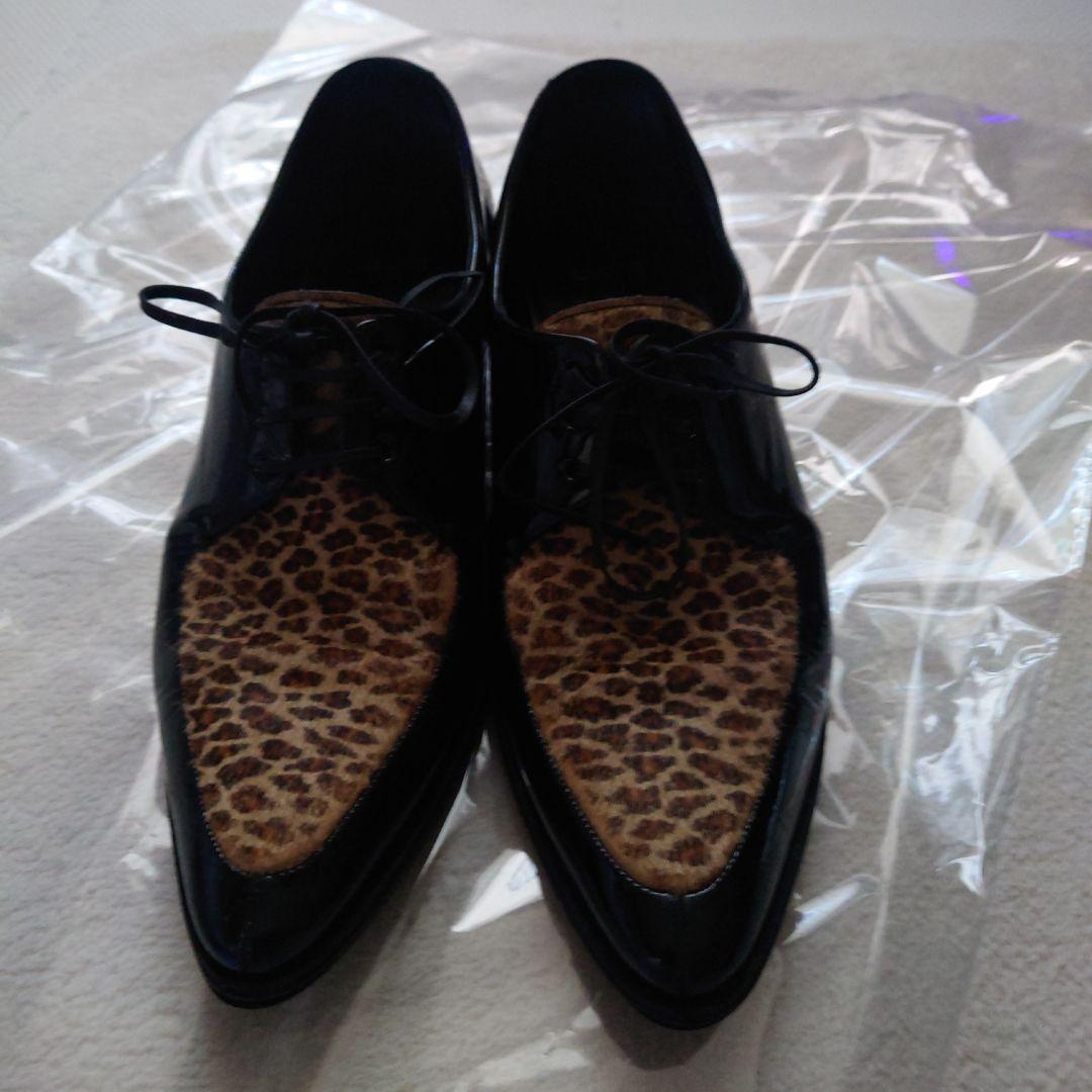 セリーヌ39（25.5）レオパードハラコポニーヘア切替パテントレザー