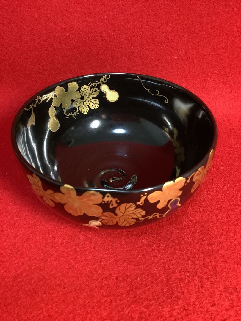 黒地六瓢螺鈿茶碗 五山窯 林淡幽造 【新品未使用】