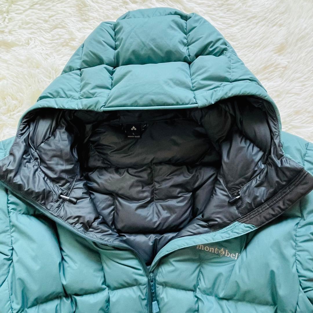 未使用級】モンベル ネージュダウンパーカ ブルーグリーン メンズ L