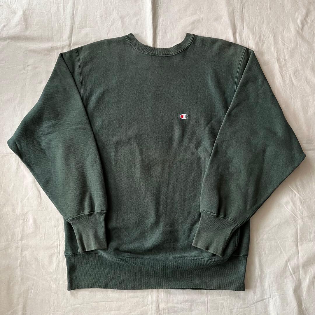 90s リバースウィーブ 深緑 USA製 フェード　reverse weave 90s Champion REVERSE WEAVE スウェット チャンピオン リバース
