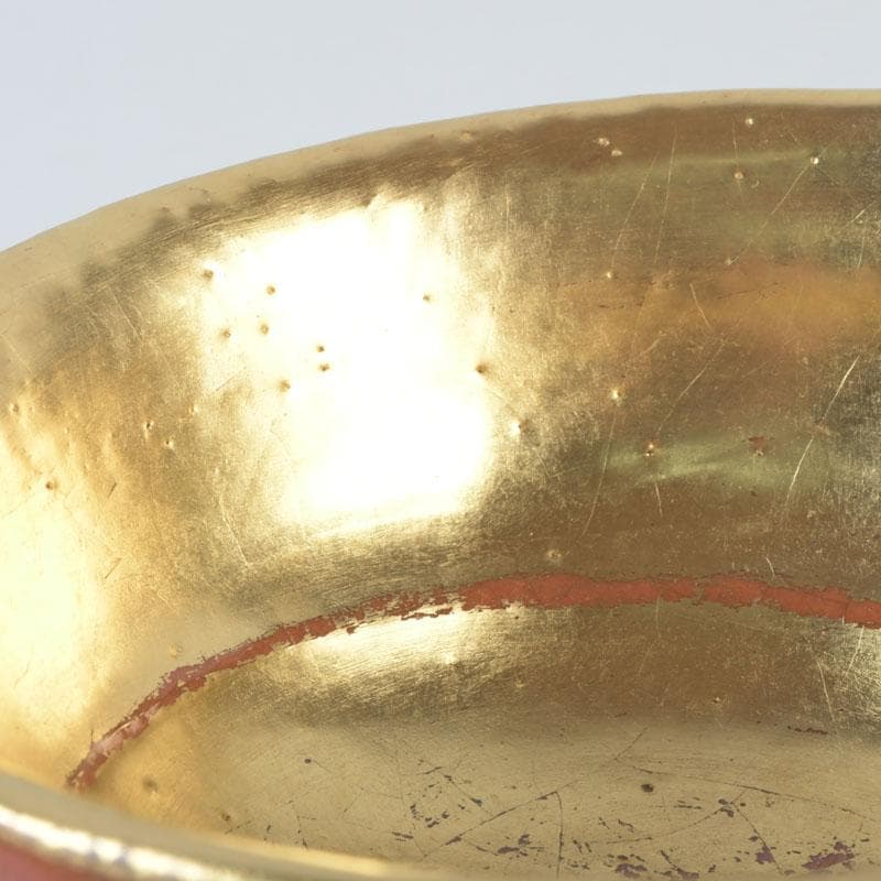 茶道具 八坂焼 赤楽 金銀二段 嶋台茶碗 共箱 V 9818 - メルカリ