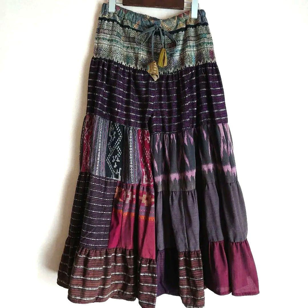 一点もの。古布 エスニック フレアパンツ パッチワーク 一点もの。古布 エスニック フレアパンツ パッチワーク 一点もの。古布