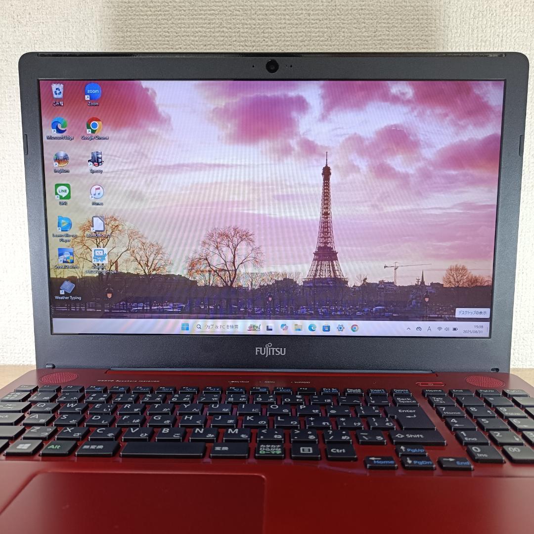 ノートパソコン Windows11 SSD 256GB Webカメラ 富士通 赤 - メルカリ