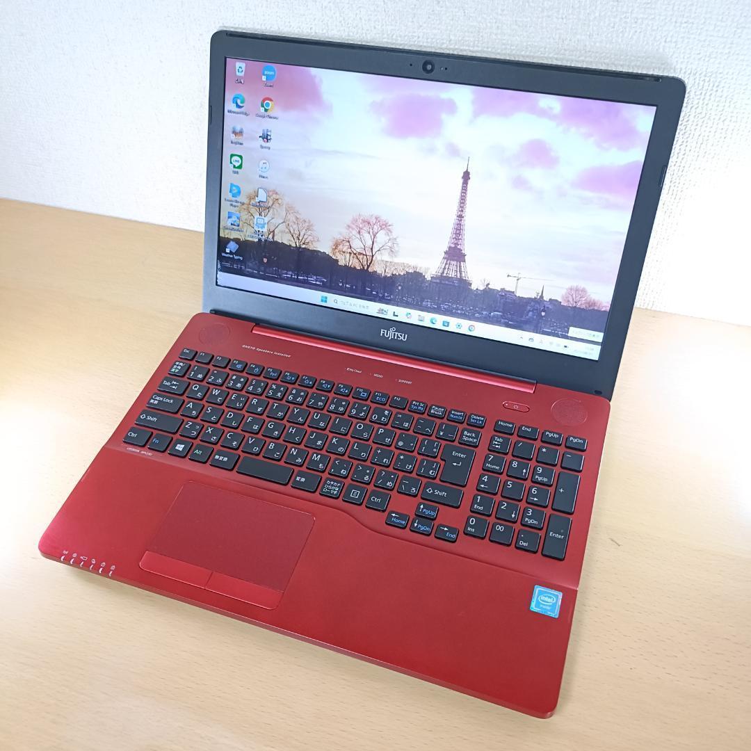 ノートパソコン Windows11 SSD 256GB Webカメラ 富士通 赤 - メルカリ