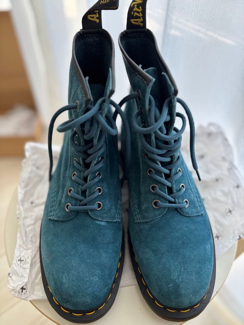 青いドクターマーチンスタイルブーツ UK 8 英国製 DR.MARTENSドクターマーチン スクエアトゥ 8ホールブーツ 紺