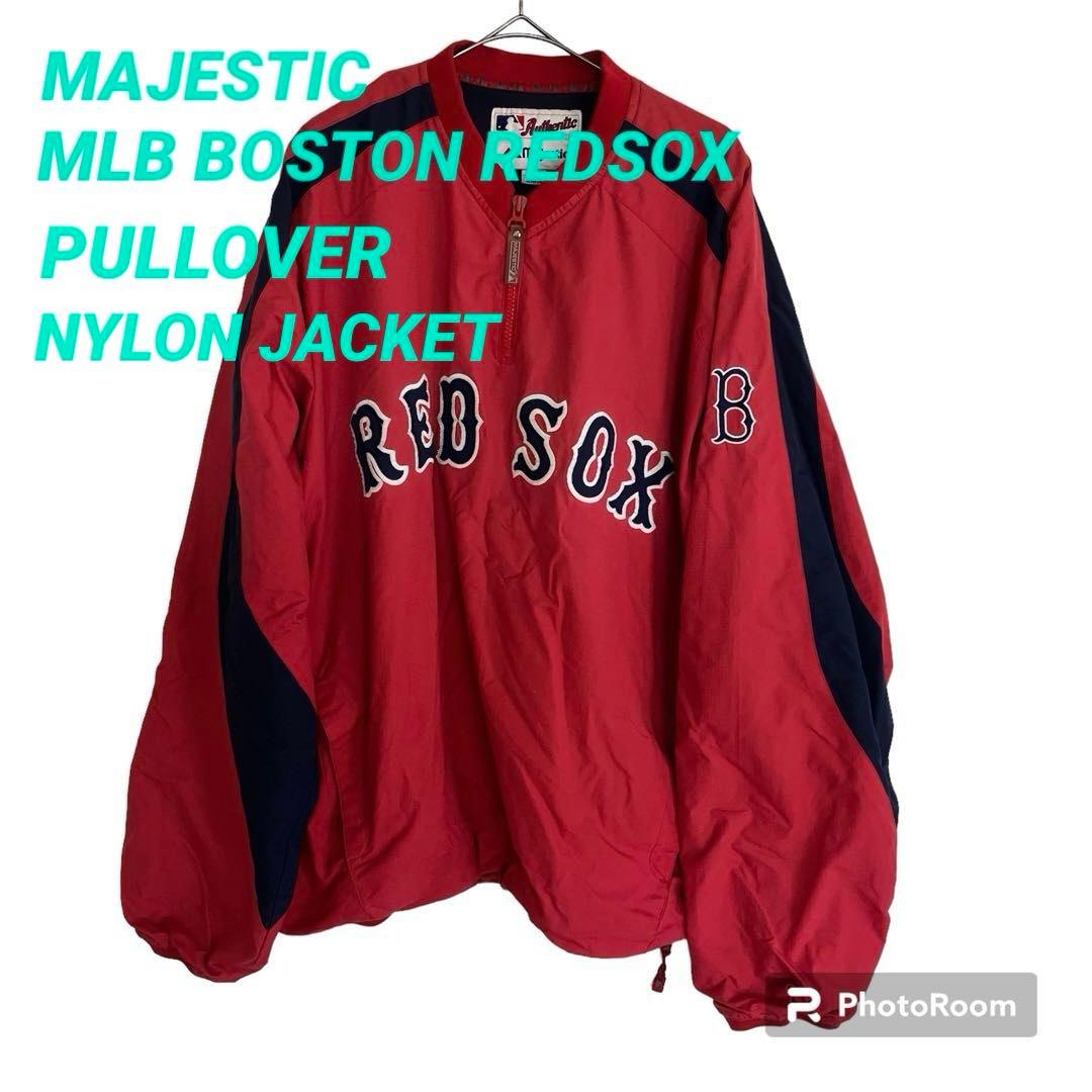 Majestic MLB ボストンレッドソックス プルオーバーナイロンジャケット