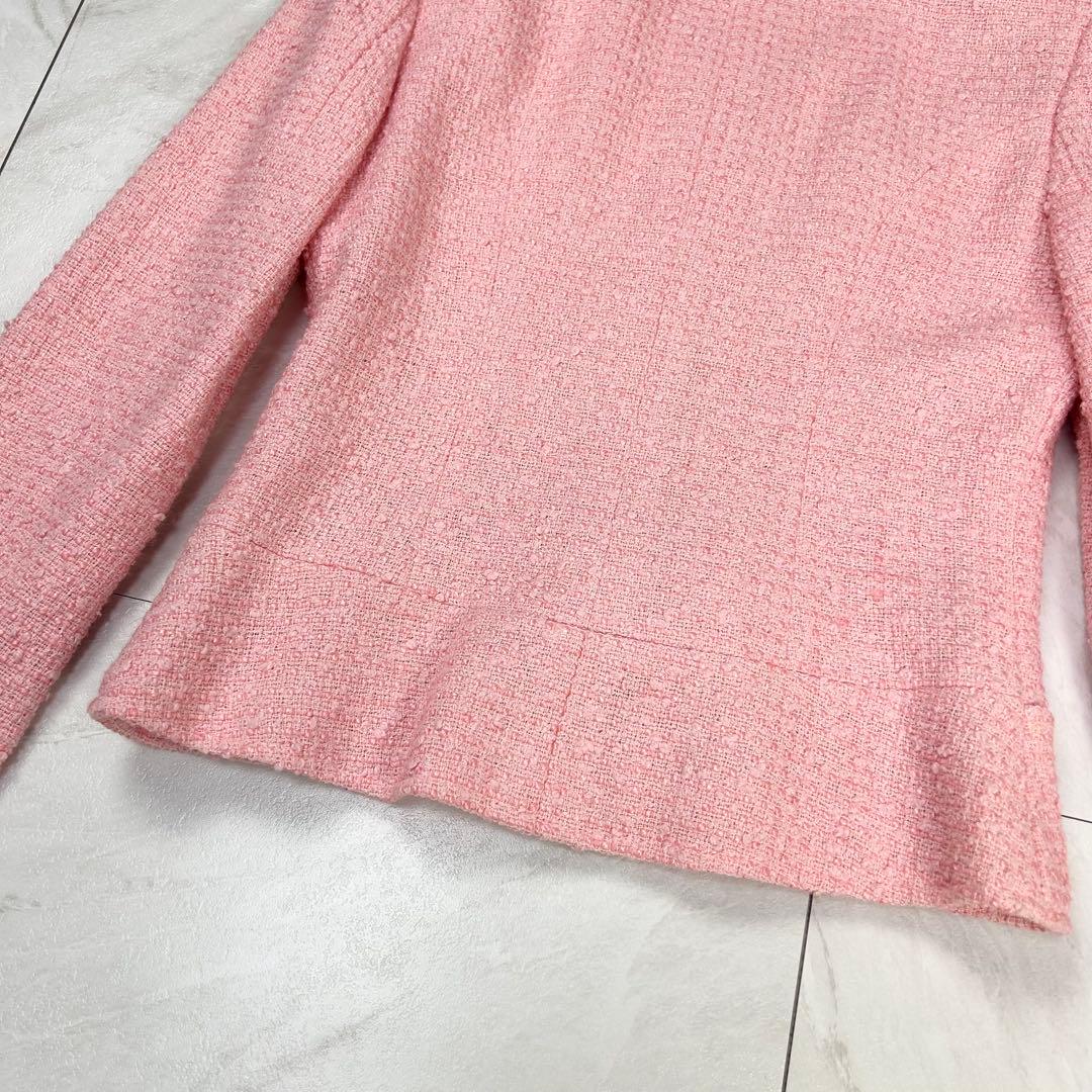 美品 CHANEL 立体 COCO ロゴ ノーカラー ツイードジャケット 38 - メルカリ