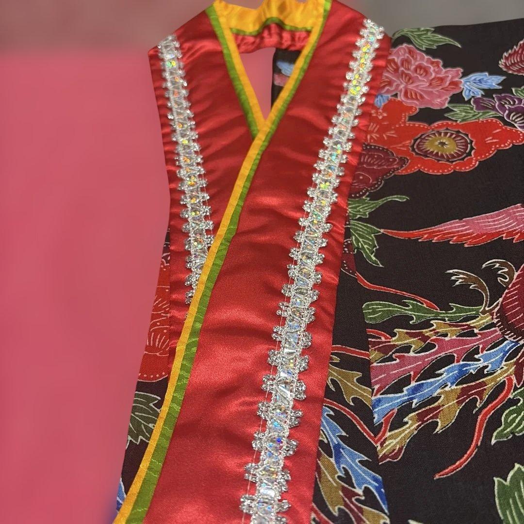 紅型　打ち掛け　ピンク＆黒 (最終お値下げ！)