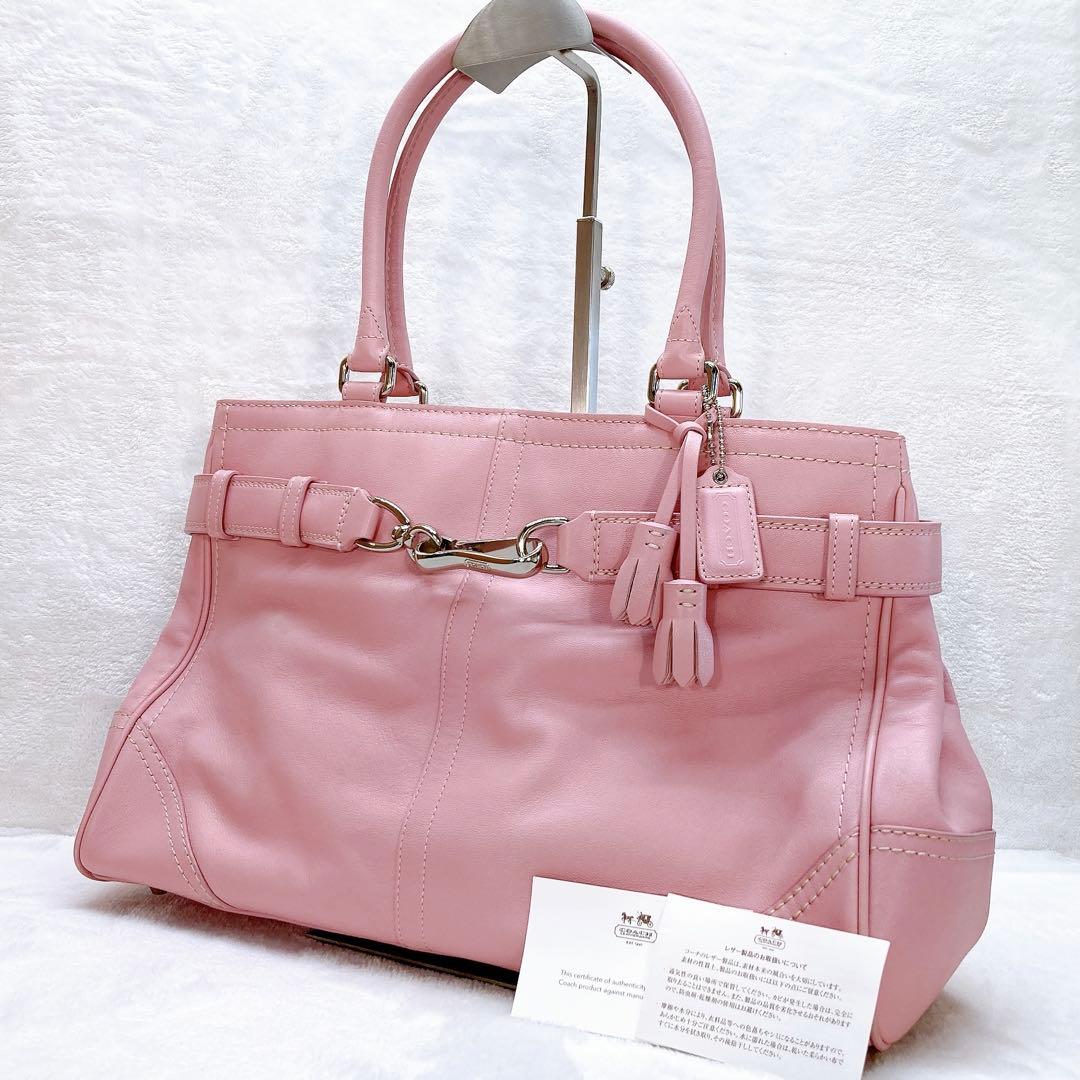 ✨美品✨COACH コーチ トートバッグ 金具 ジャッキー ピンク y2k コーチ(Coach) チャーリー 25137 レディース レザー ショルダーバッグ