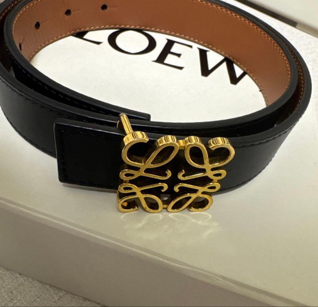 LOEWE ブラックレザー ベルト ゴールドバックル - メルカリ