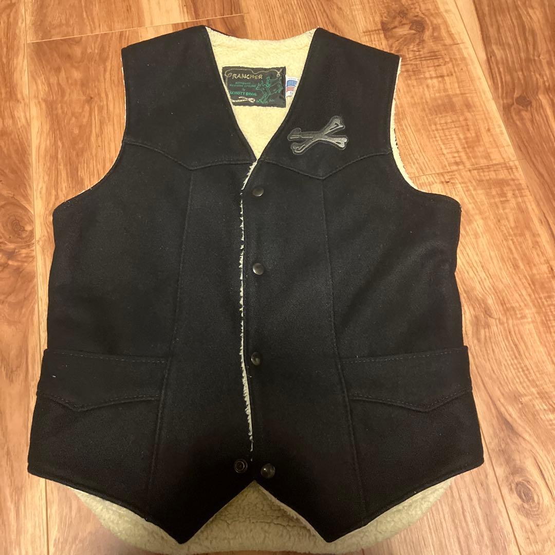 ショット　バックドロップ　ボアベスト　クロスボーン 美品] Schott × BACKDROP 別注 クロスボーン ボア ベストS - メルカリ