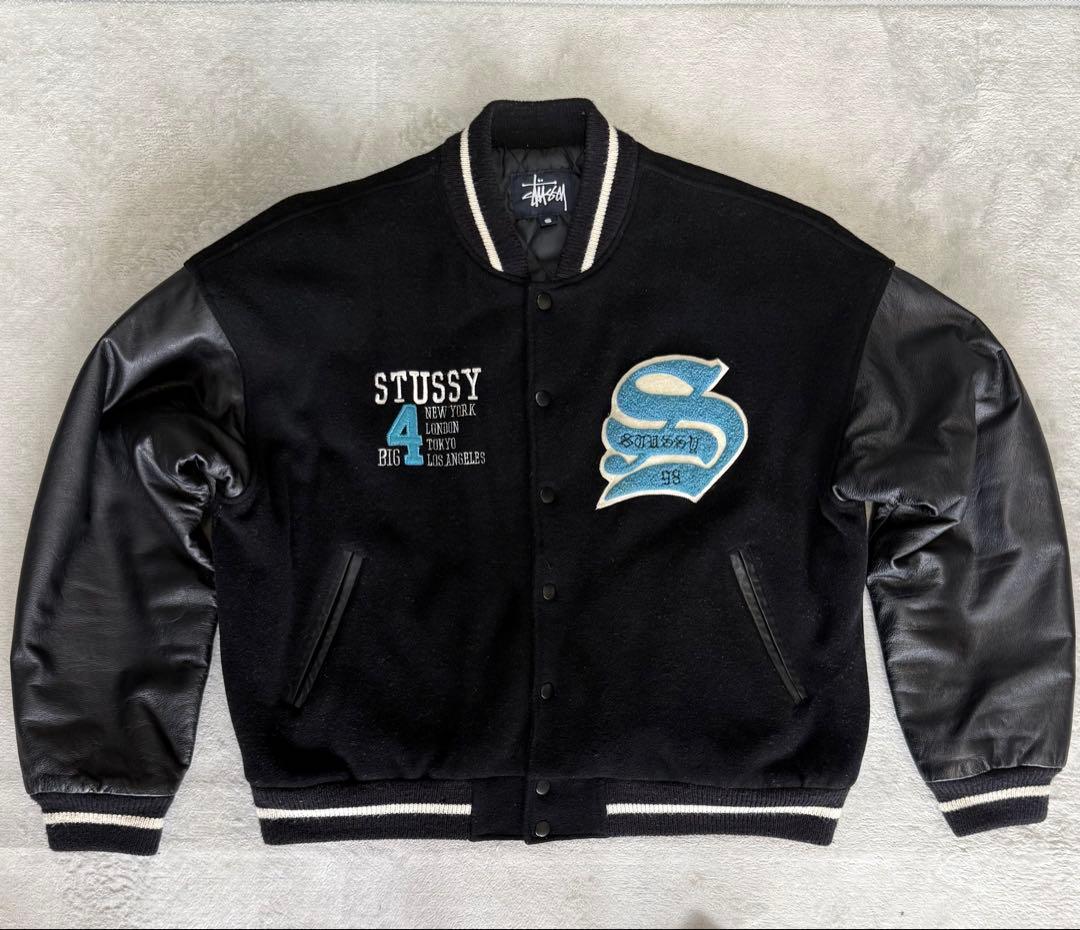 STUSSY】BIG4 スタジャン ブラック 90s OLD STUSSY - メルカリ