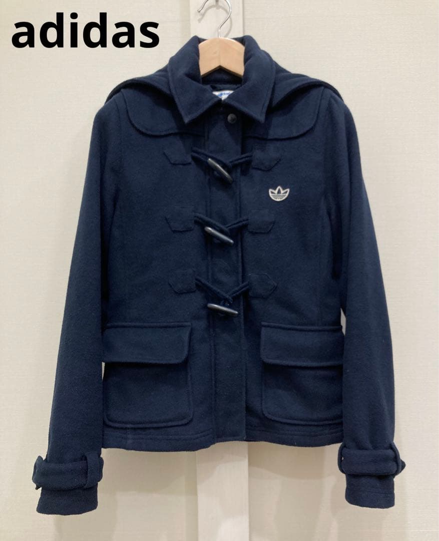 adidas アディダス ダッフルコート トグルコート ネイビー - メルカリ