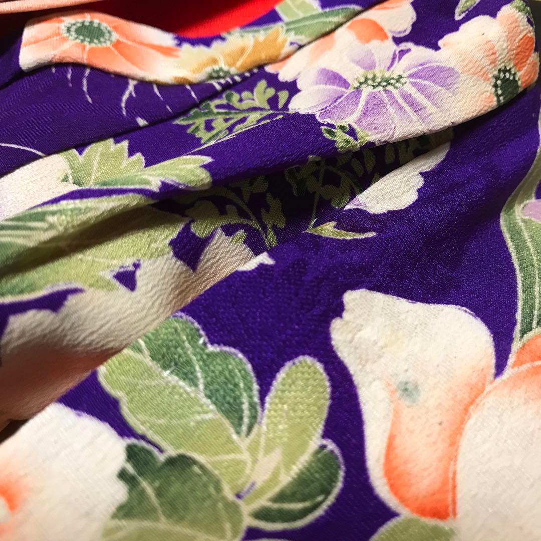 市松人形 8号 薔薇 錦紗縮緬 アンティーク 袷 着物 ＊ ドール 人形