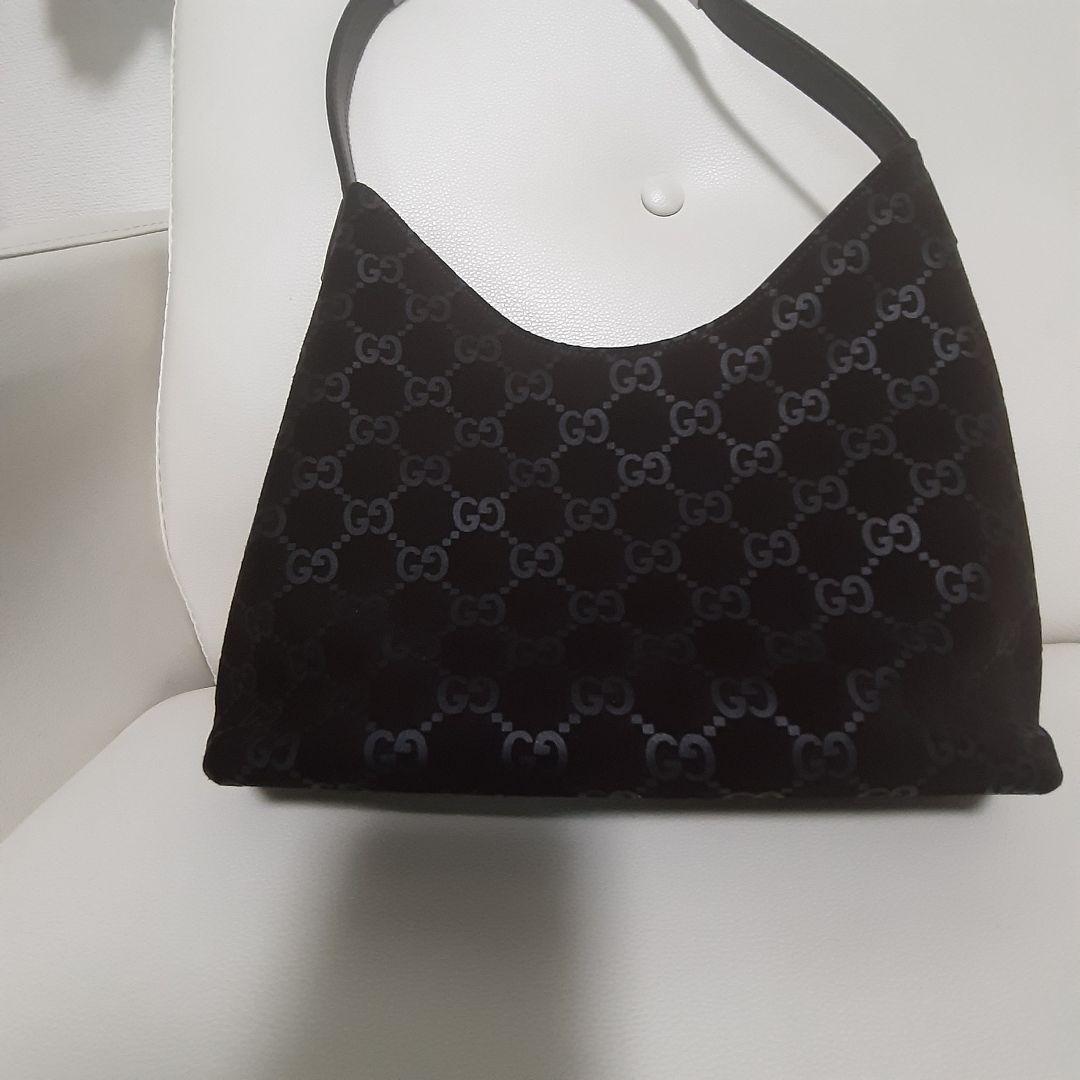 希少GUCCI ブラック GGパターン ショルダーバッグ　スエード☆ブラウン 2500000156755.jpg