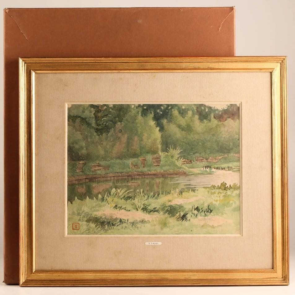 安井慶一郎鑑定】◇『安井曽太郎 風景画』水彩 真筆◇検）浅井忠 梅原