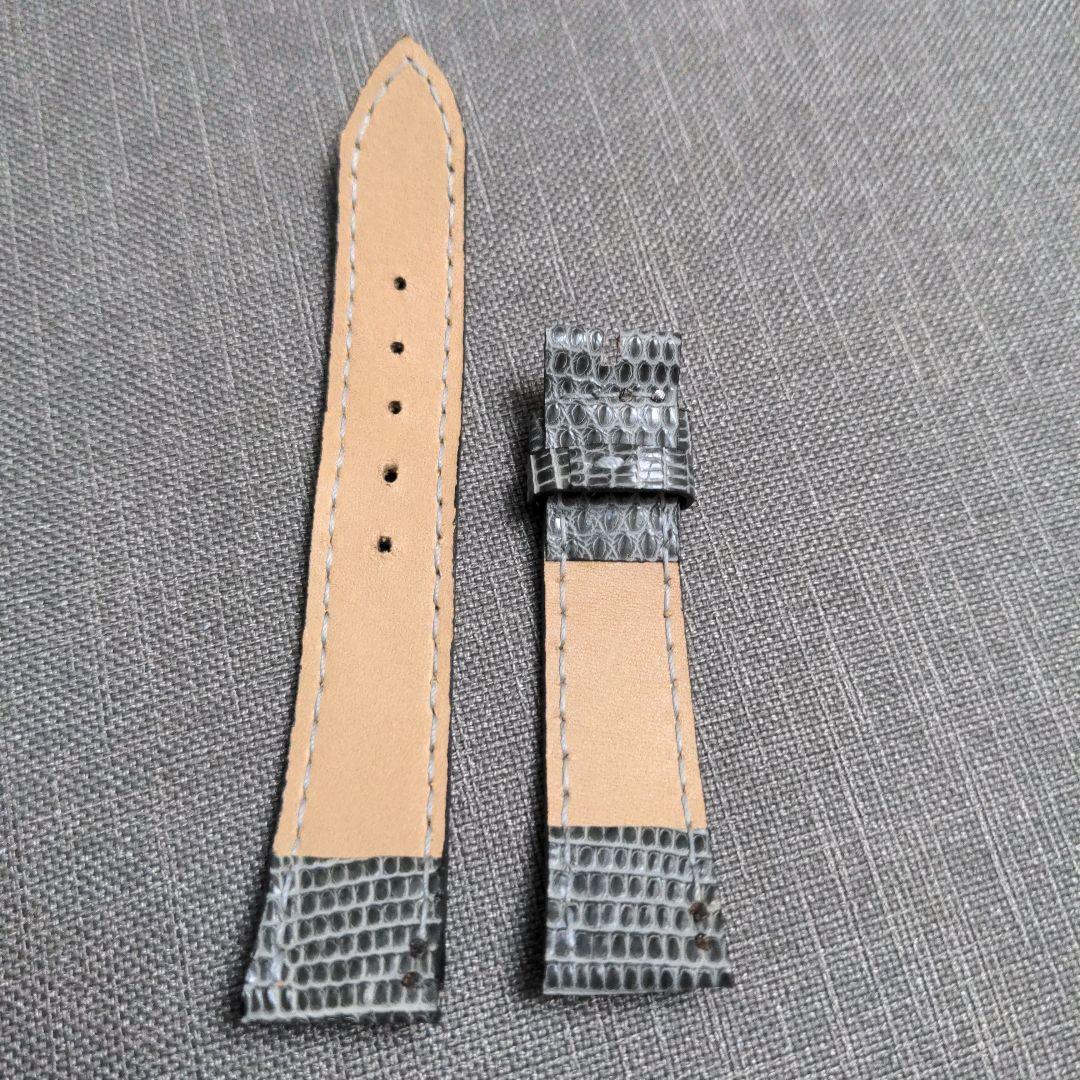 時計ベルト 18mm リザード グレー フラット ラグ幅18mm 尾錠幅16mm
