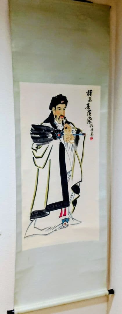 掛軸 人物画 水墨画風 諸葛孔明 - メルカリ