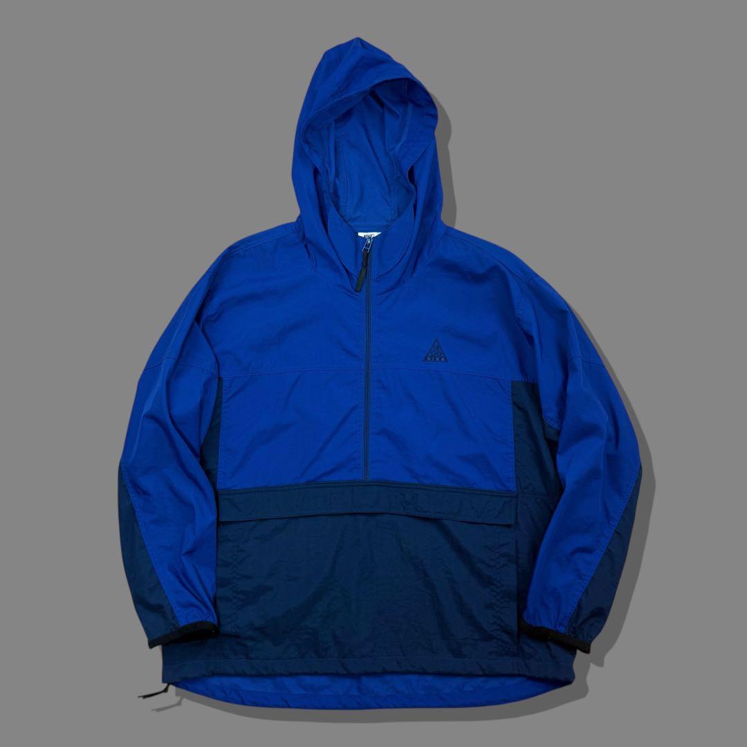 90s NIKE ACG ナイキ ナイロンアノラックパーカー ハーフジップ 青