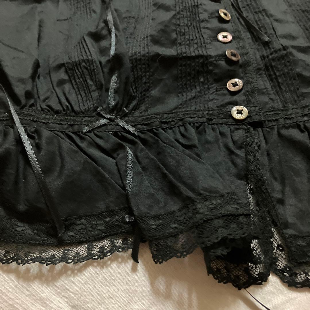 ピンクハウス 未使用品 綿ローン&フランス製?!レース黒生地