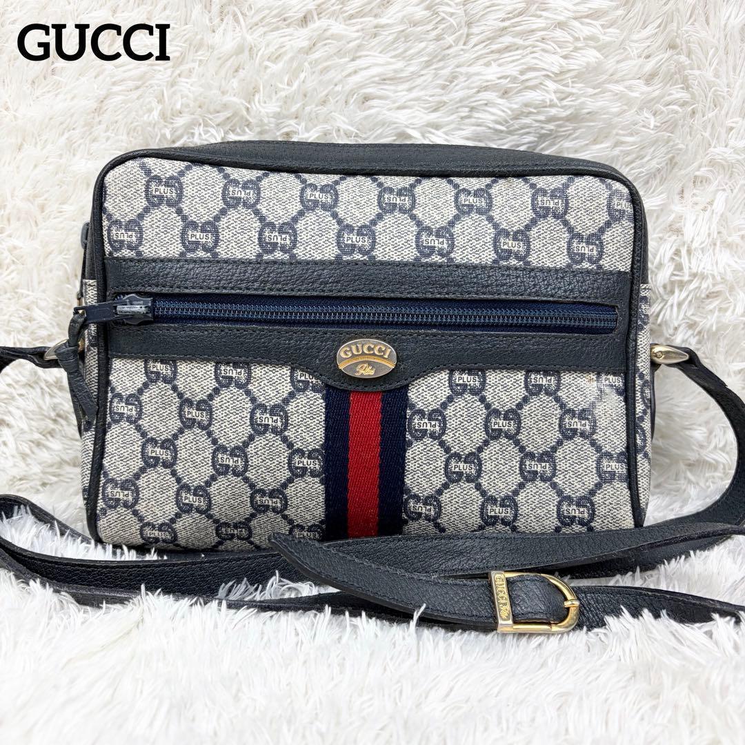 美品】オールドグッチ GGプラス シェリーライン ショルダーバッグ