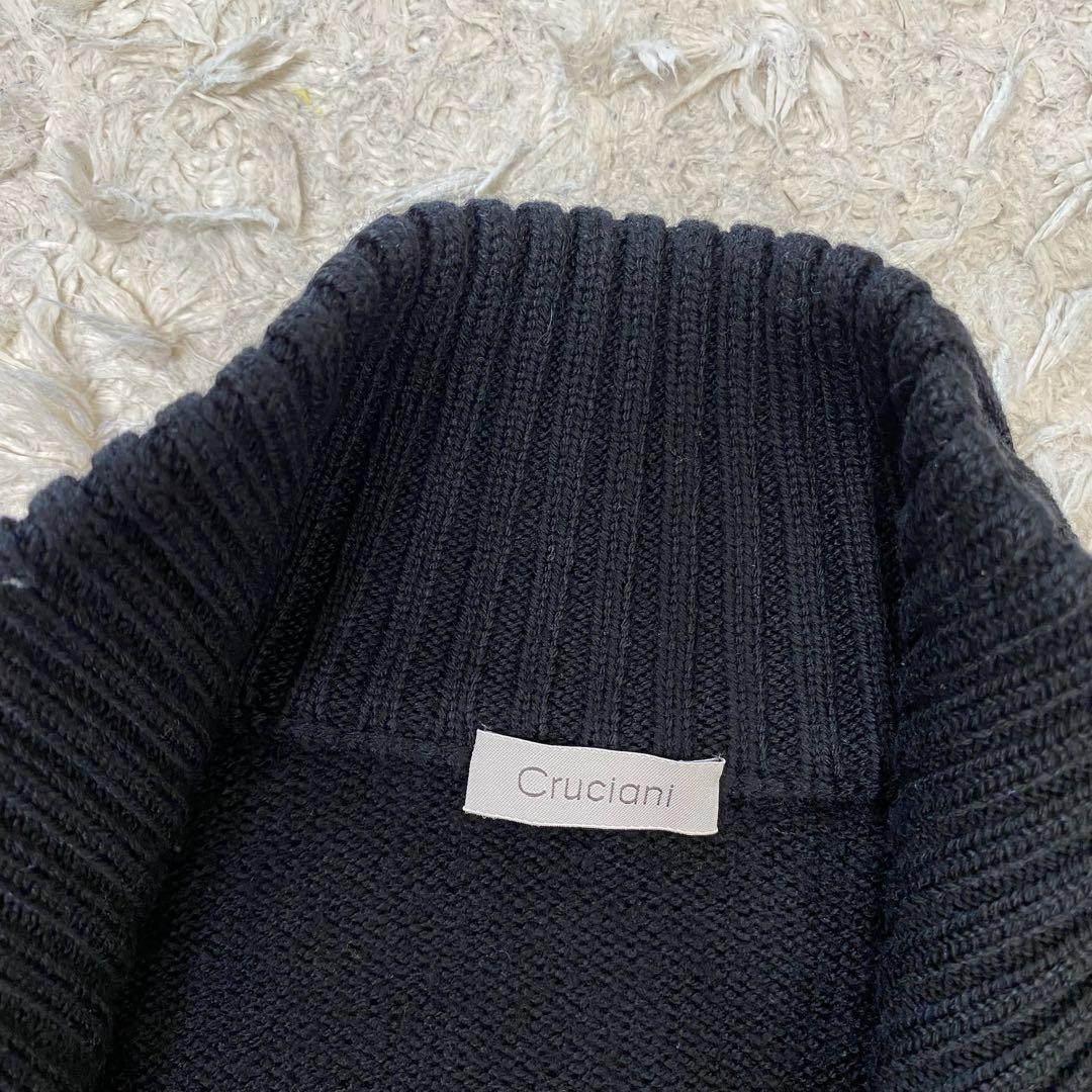 クルチアーニ ドライバーズニット ジップニット ウール ブラック 48