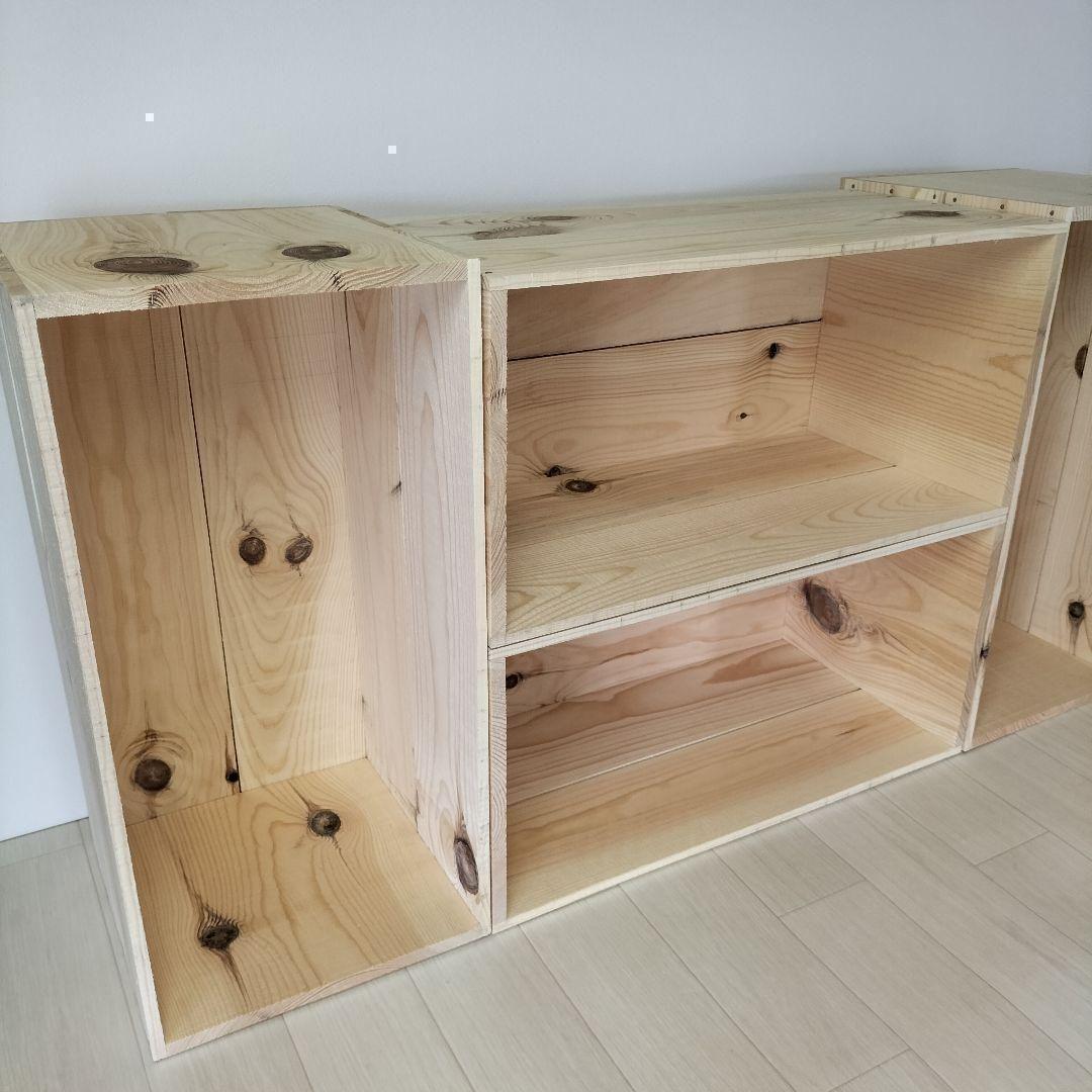 《持ち手無しりんご箱》4箱1セット 棚 木製 収納 木箱 インテリア 本棚