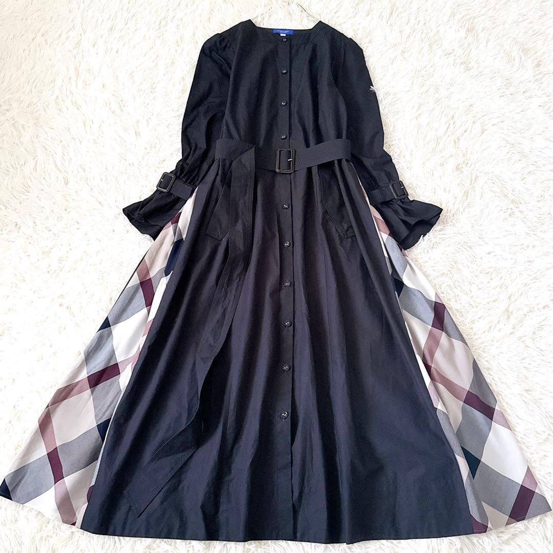 極美品✨ブルーレーベルクレストブリッジ チェック ベルト ロング