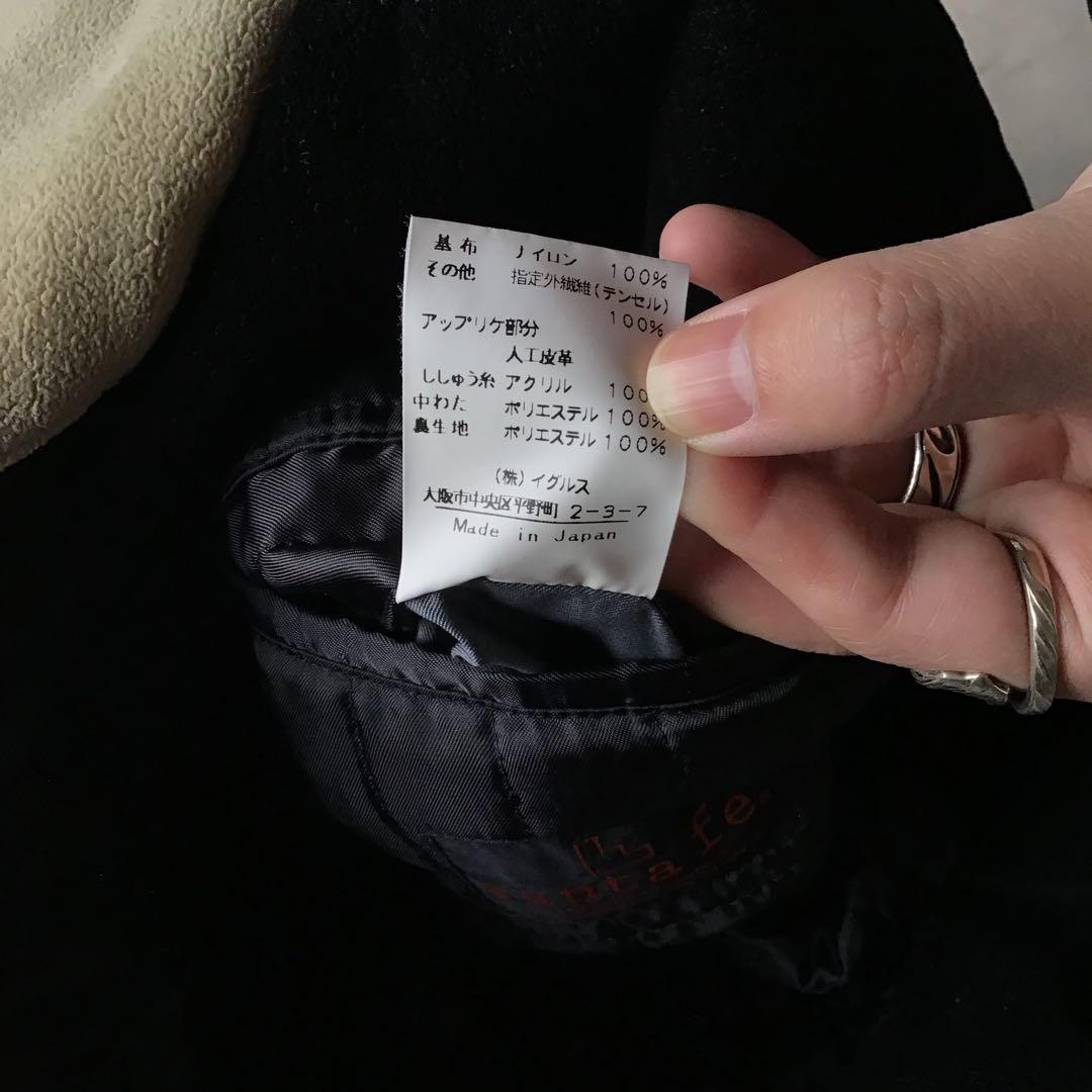 santafe サンタフェ スタジャン ブラック 黒 中わた 胸ロゴ 刺繍