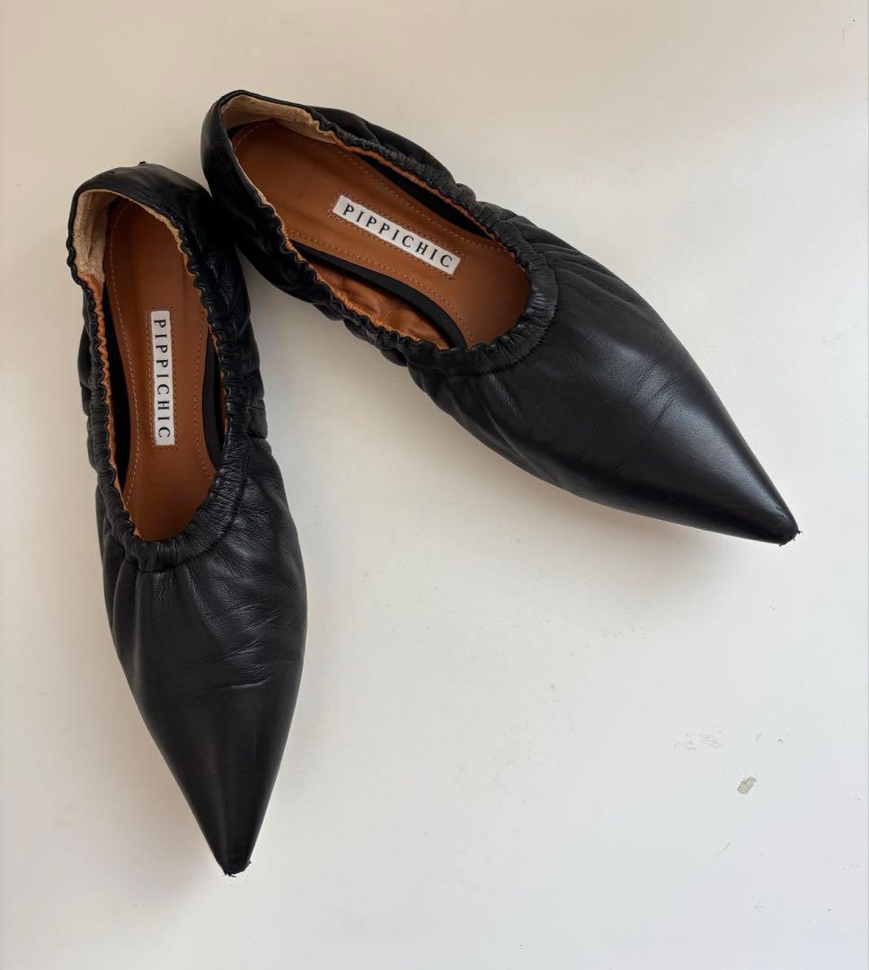 PIPPICHIC 36 1/2 ギャザーフラットパンプス PIPPICHIC（ピッピシック） パンプス 「PIPPICHIC/ピッピシック