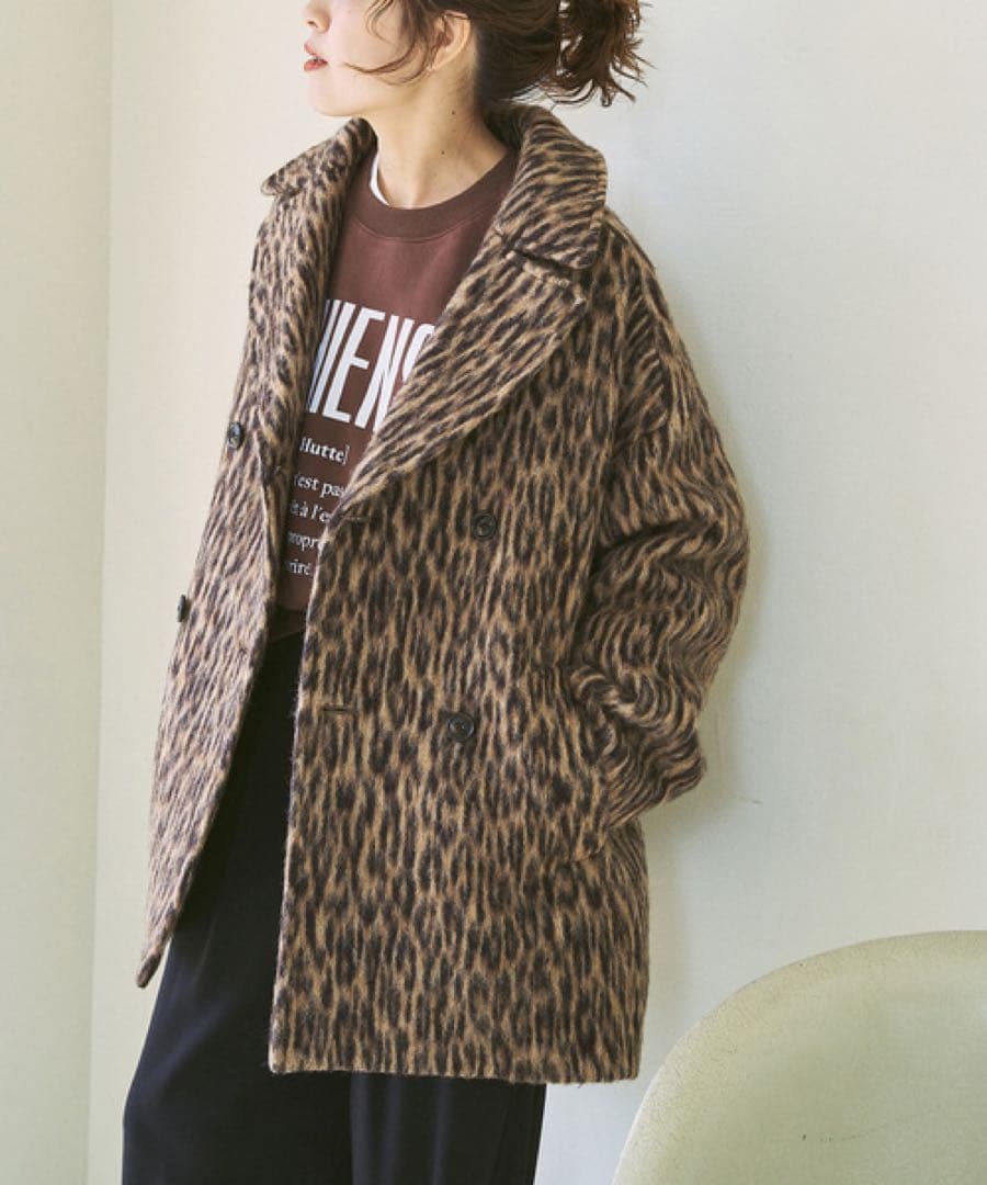 24AW TICCA/ティッカ レオパードシャギーピーコート - メルカリ