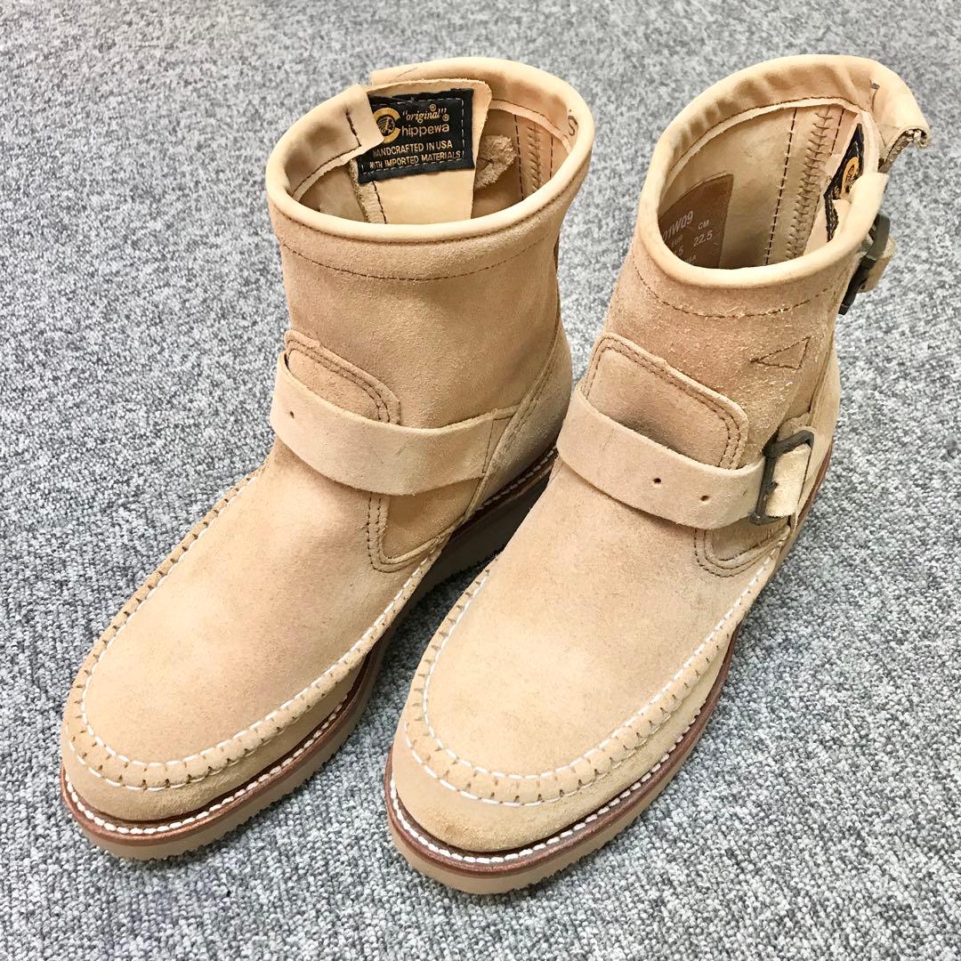チペワ ショートモック エンジニア ブーツ スウェード 22.5cm S3159