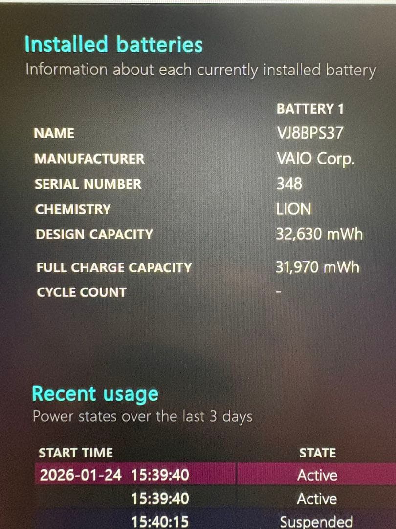 VAIO ノートパソコン i5-6200U 2.30GHz / 13.3インチ