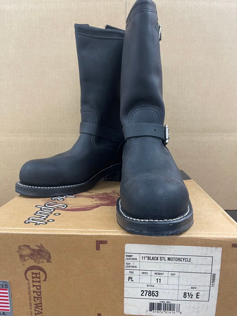 チペワエンジニアブーツ ブラック 27863 CHIPPEWA 10E