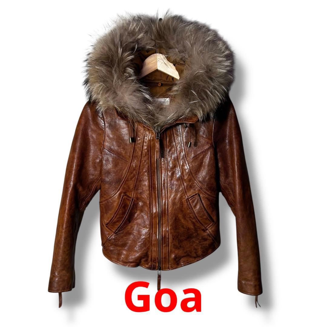 Goa 襟ファー　フード付きラムレザーシングルライダースジャケット　Y2K 楽天市場】ラム (子羊革) ライダース ジャケット ウォッシュ加工