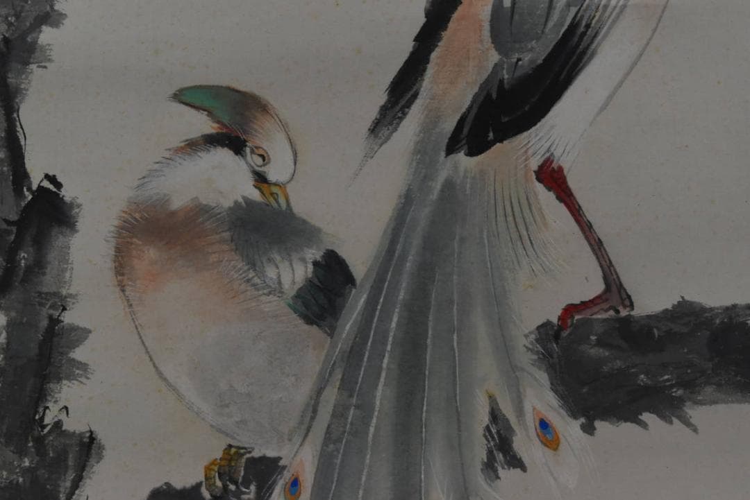 真作】植中直斎/梅花寿帯鳥図/掛軸☆宝船☆Z-916 - メルカリ