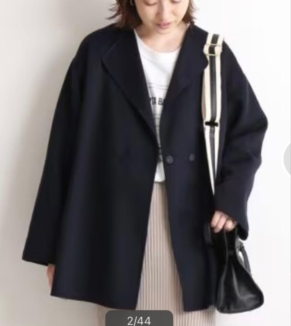 SLOBE IENA HAMILTONダブルフェイスウールショートコート　紺 SLOBE IENA（スローブイエナ）の「HAMILTONダブルフェイスウール