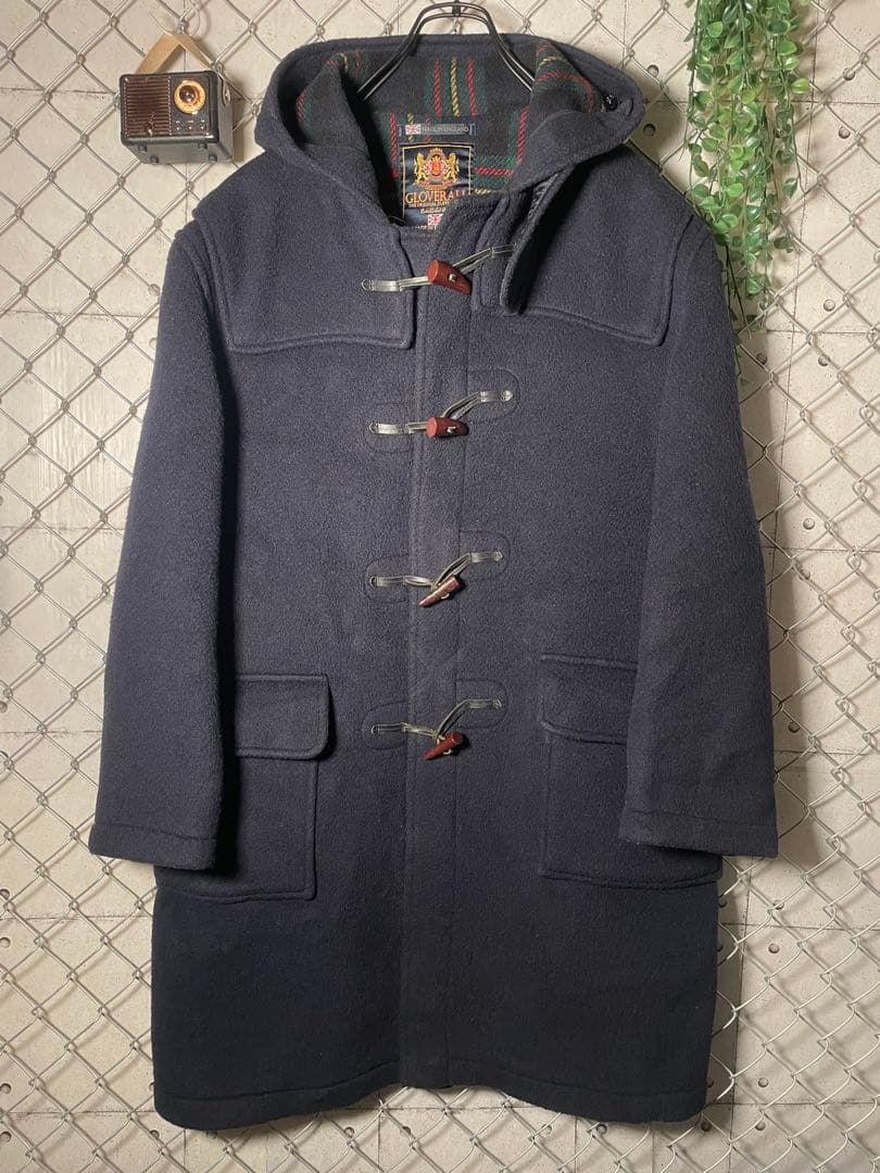 90s Gloverall グローバーオール ダッフルコート 裏地チェック XL 90s 英国製 Gloverallグローバーオール タータンチェックライナー