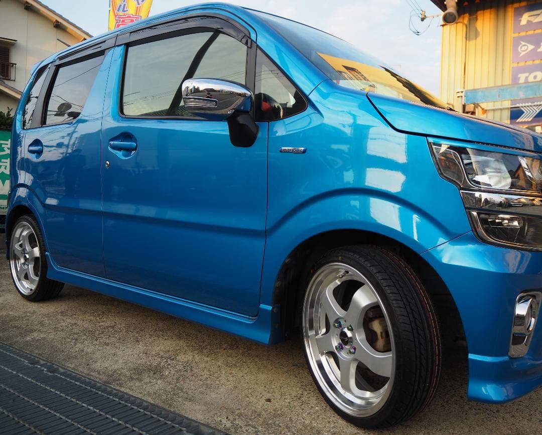 新品5本スポーク 5.5J 4枚 深リム 逆ゾリ シルバー 軽四ツライチ