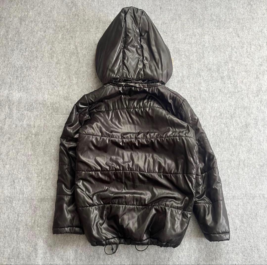 00s 光沢 ファーダウンジャケット y2k お兄系 ギャル ドローコード