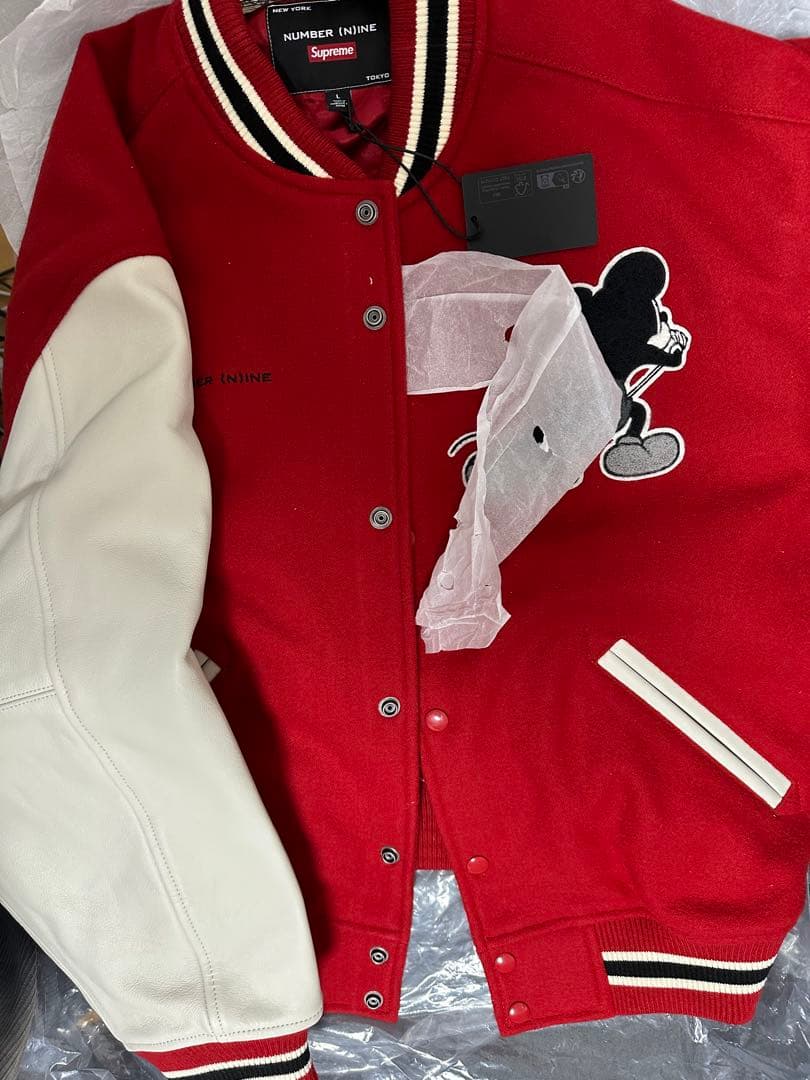 Supreme Number (N)ine Mickey Mouseスタジャン赤 - メルカリ