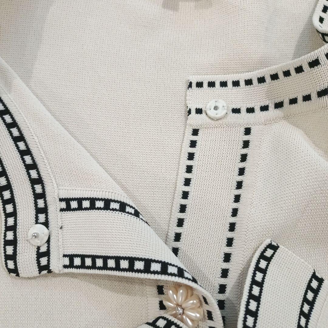 スーパービューティー ステッチお花ビジューカーディガン 大きいサイズ