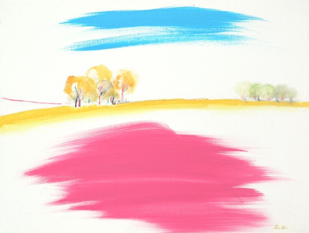 油絵 菅家令子 絵 絵画 インテリア 額付(黒) uF6-111509 風景