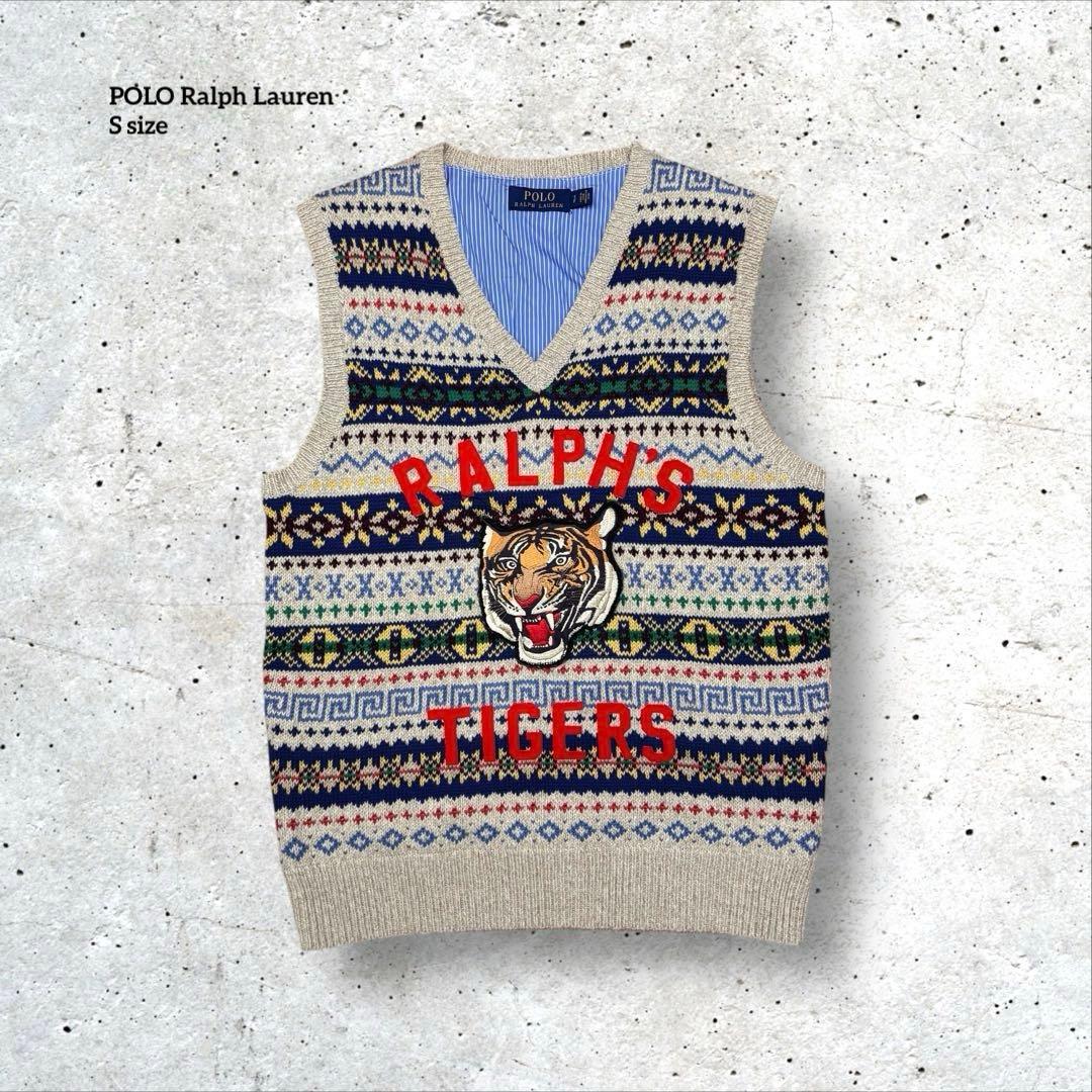 ポロラルフローレン フェアアイル タイガー 刺繍 ワッペンニットベスト SP 中古・古着通販】POLO RALPH LAUREN (ポロ・ラルフローレン) フェア