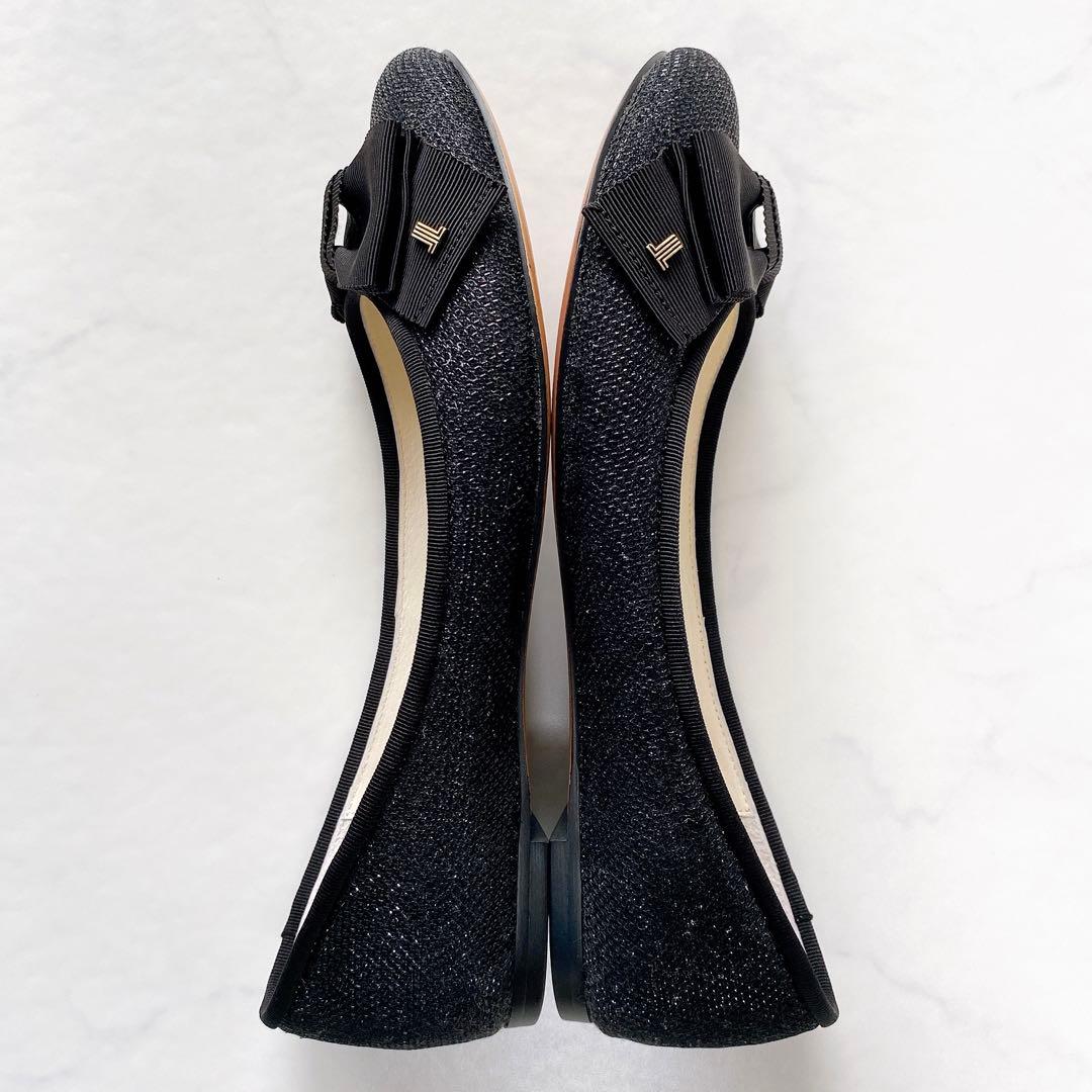 LANVIN en Bleu バレエシューズ リボン ブラック 黒 23.5cm