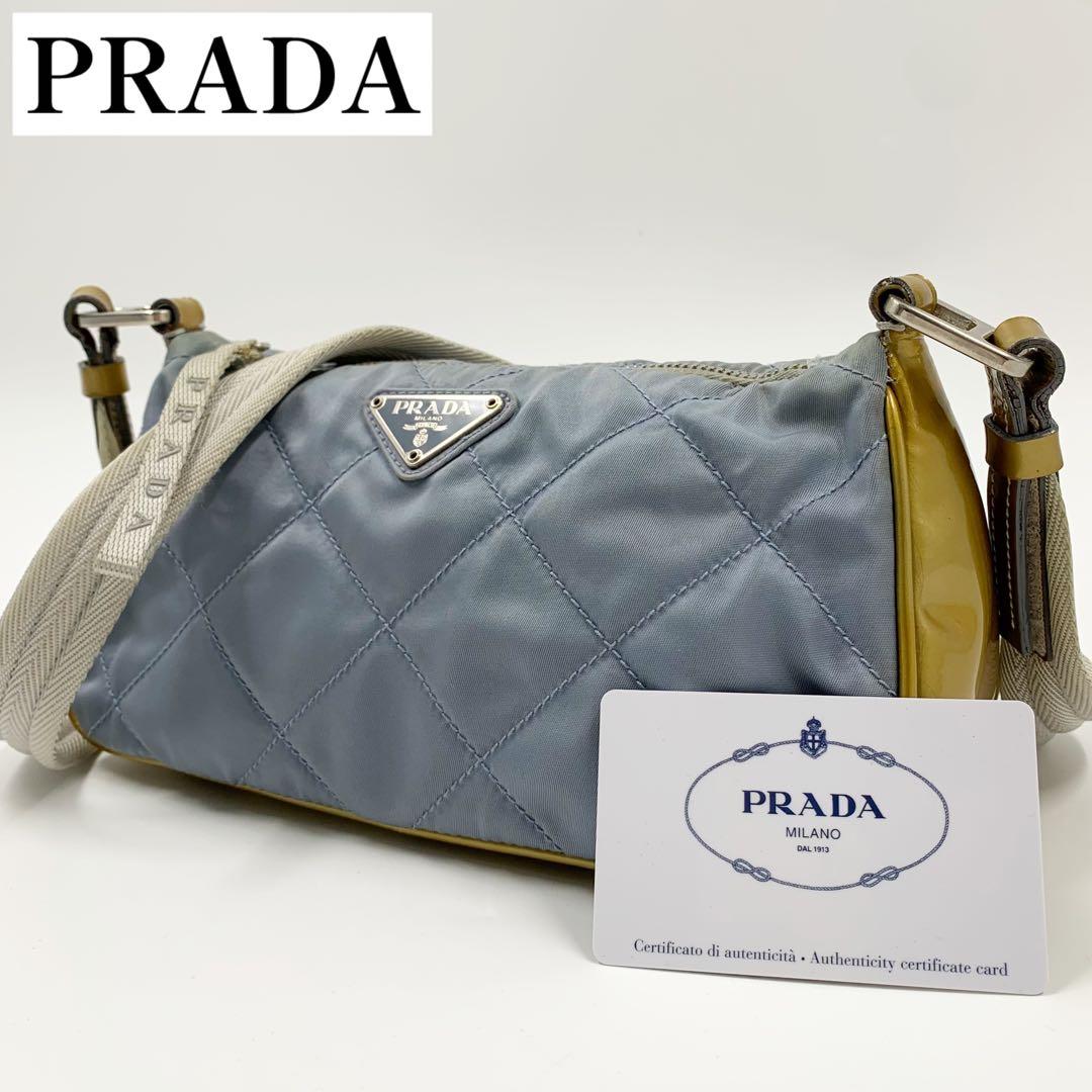 【✨希少✨】プラダ ワンショルダーバッグ ナイロン パテントレザー ライトブルー PRADA プラダ デュエット Re-Nylon ショルダーバッグ (PRADA