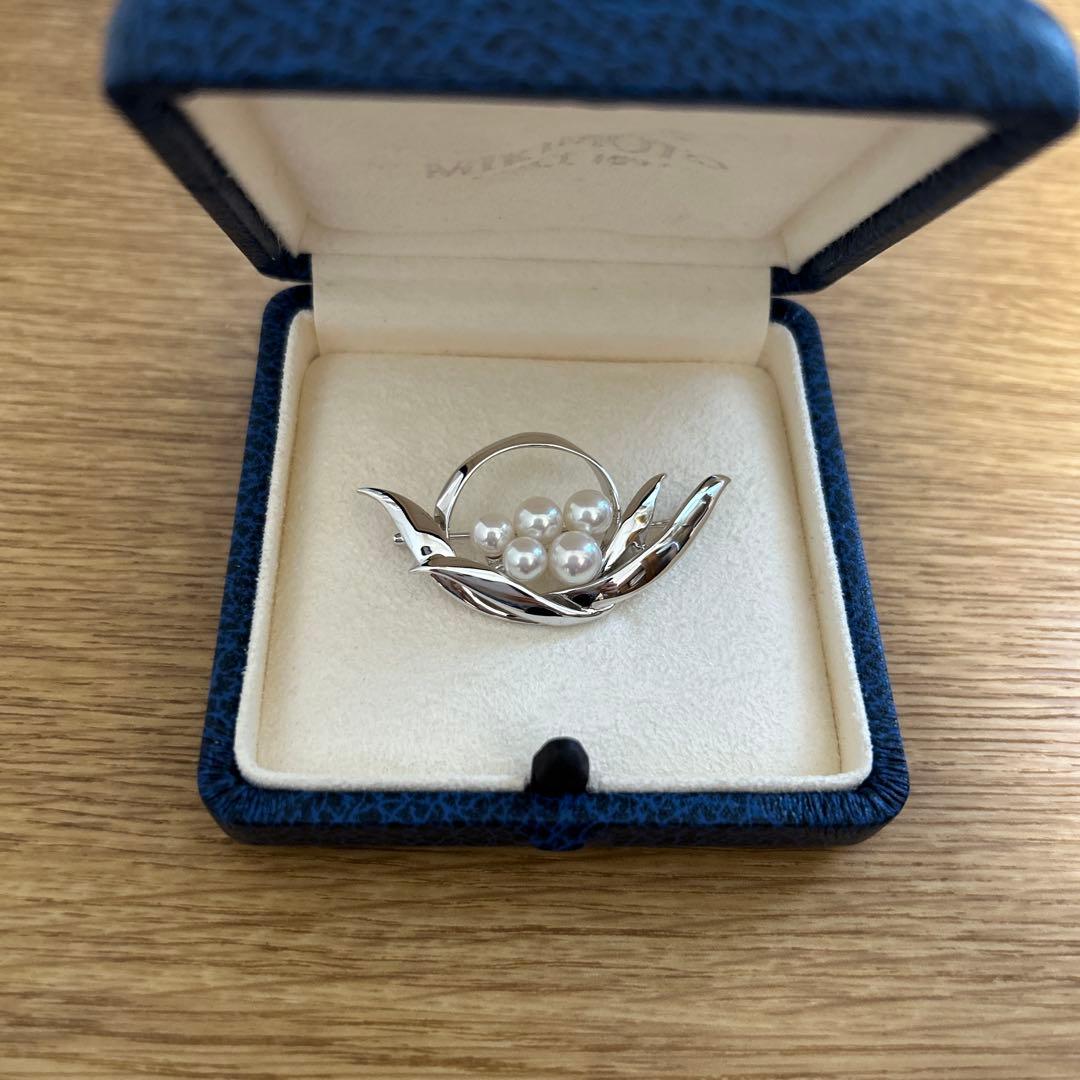 MIKIMOTO ミキモト真珠パールブローチ シルバー 5珠花束