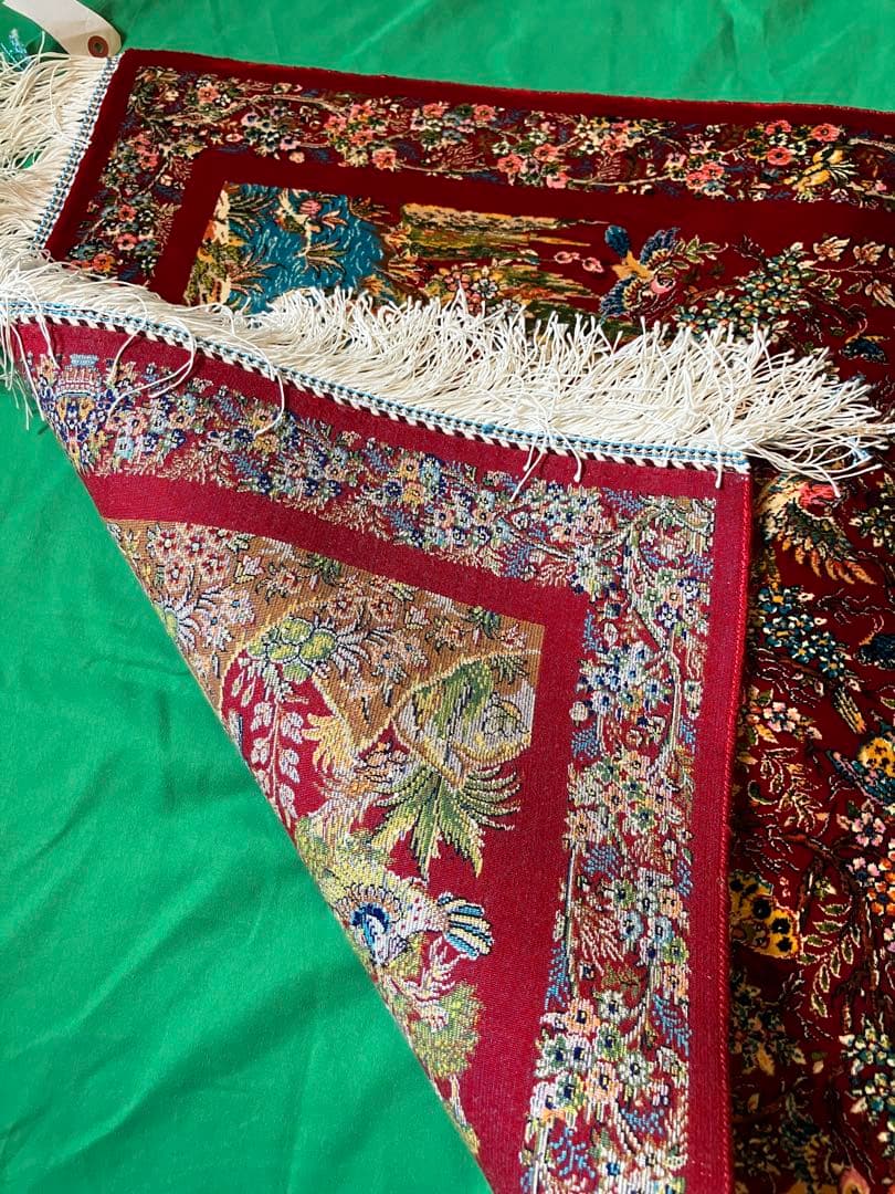 ペルシャ絨毯 赤柄シルク 90cm×58.5cm