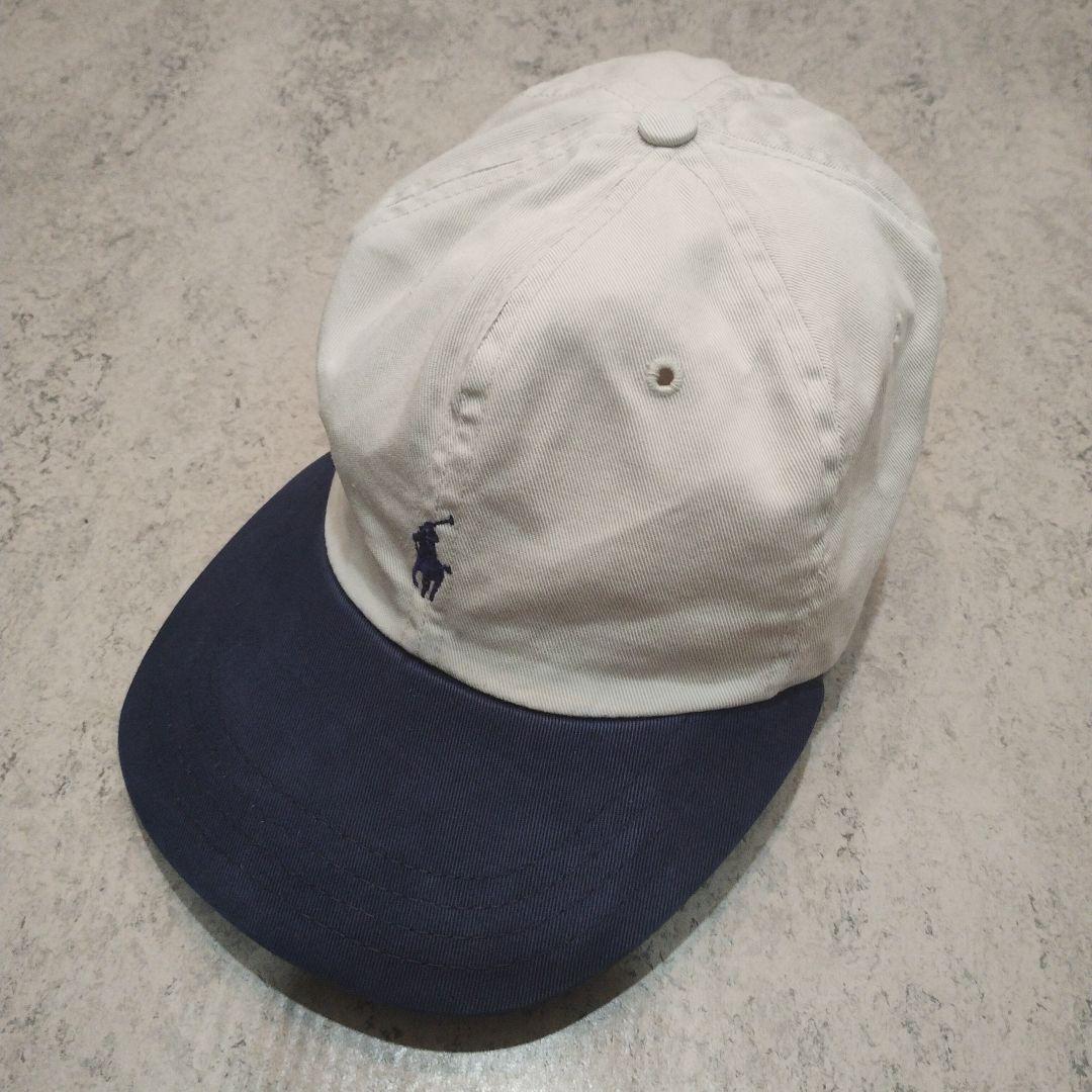 90s 】ポロラルフローレン キャップ ポニー 刺繍 バイカラー ツートン